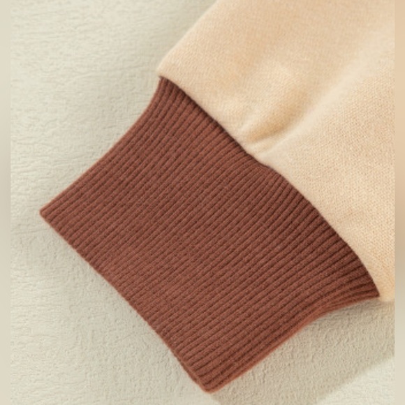 Vienna French beige striped colorblock patchwork sweatshirt - Picture 5 of 9